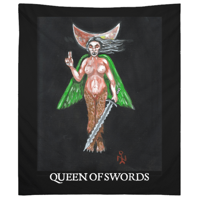 Queen of Swords LILITH Luciferian Tarot Tapestries - The Luciferian Apotheca