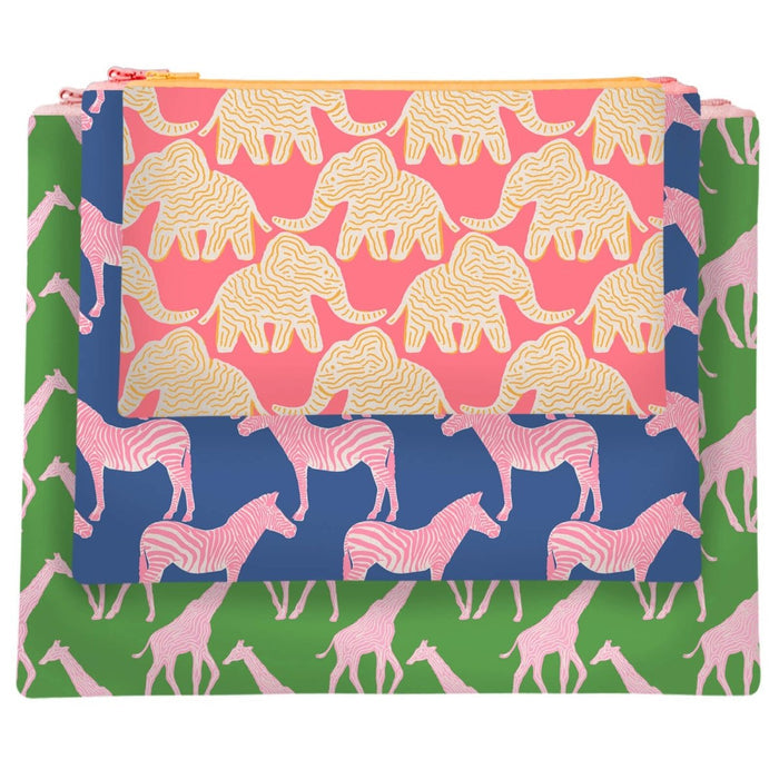 Safari Pop Zip Pouch Trio (set 3) Zip Pouch Trio - Rockflowerpaper