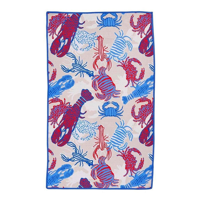 Sandy Claws blu Kitchen Tea Towel - Double - Sided Print Kitchen Towel - rockflowerpaper