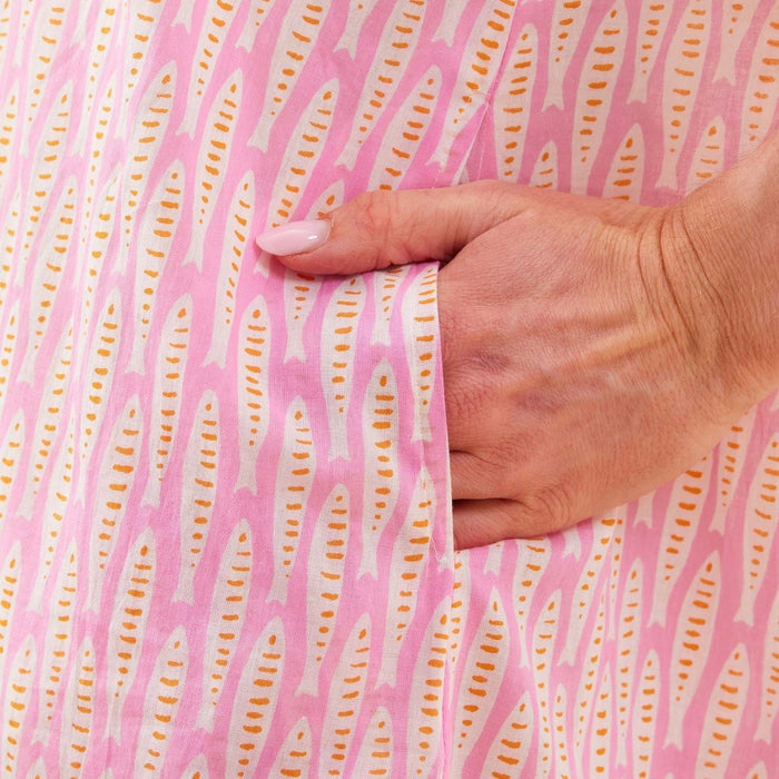 Sardina Pink Button Down Beach Tunic Swim Cover Up - rockflowerpaper