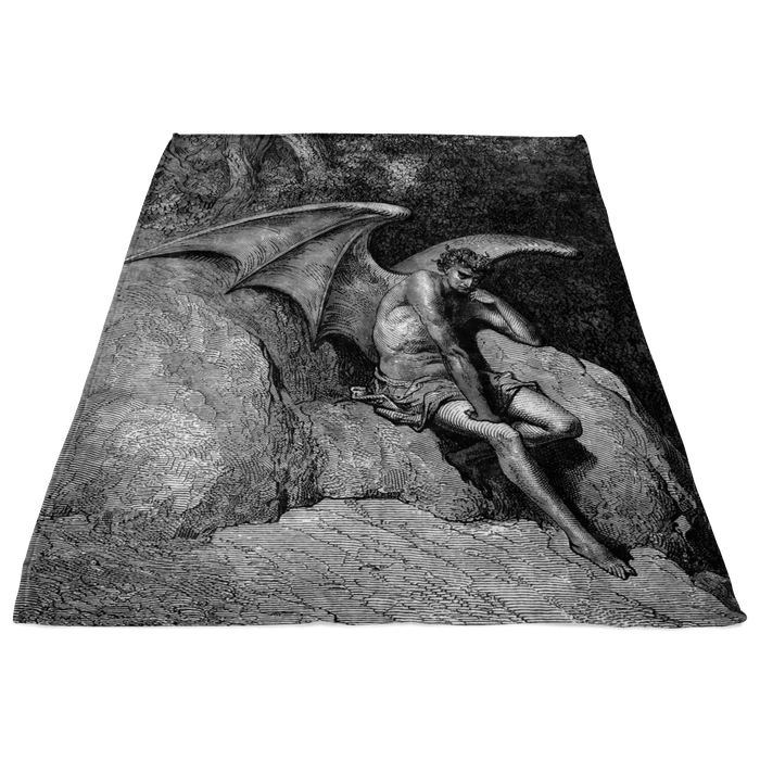Satan Fallen Angel of Paradise Lost Fleece Blanket - The Luciferian Apotheca