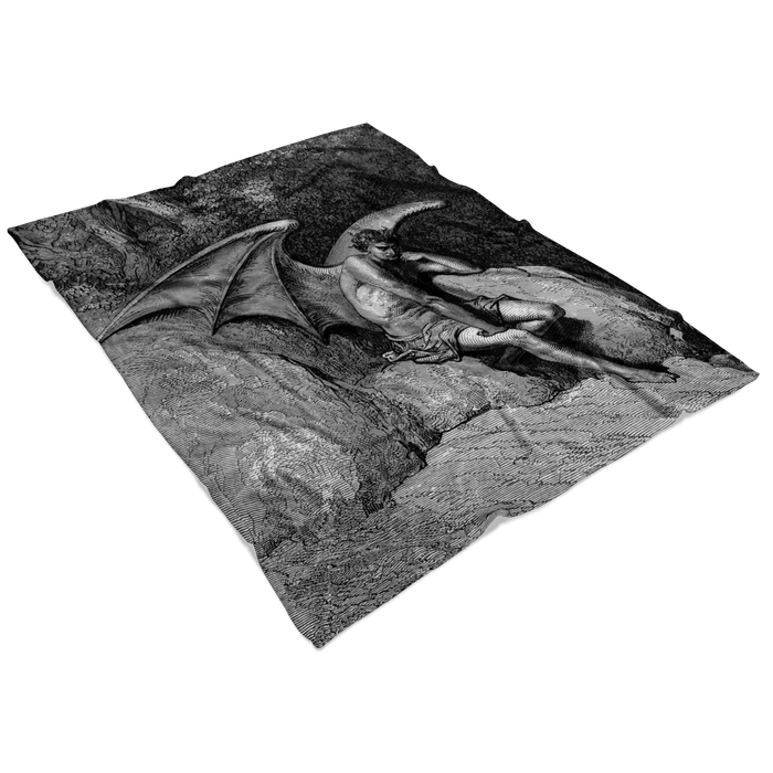 Satan Fallen Angel of Paradise Lost Fleece Blanket - The Luciferian Apotheca