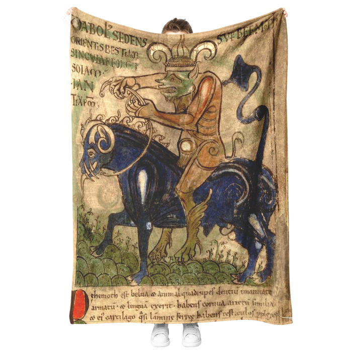 Satan_upon_Behemoth_Medieval_Blanket_V_Blanket_Model_Mockup.png