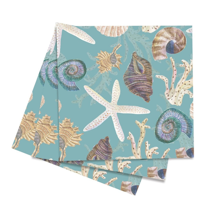 Sea Treasures Coastal Paper Cocktail Napkins (Pack of 25) Paper Cocktail Napkin - rockflowerpaper