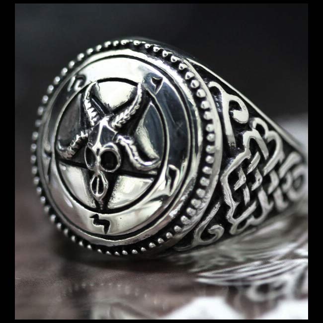 Sigil of Baphomet Ring - Sterling Silver 0.925 Black Oxidize