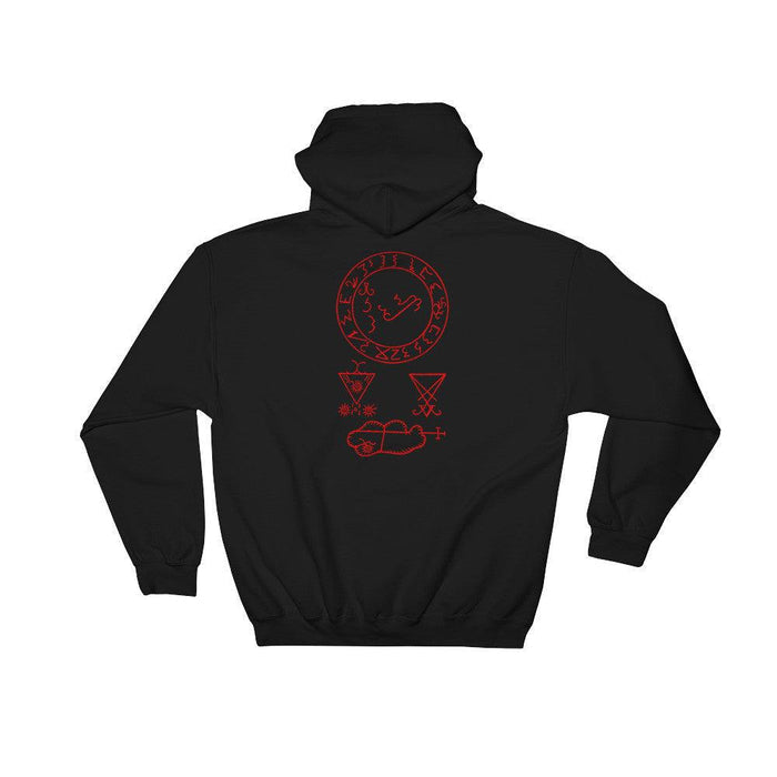 Sigil of Lucifer Red Print Front and Back Hooded Sweatshirt - The Luciferian Apotheca