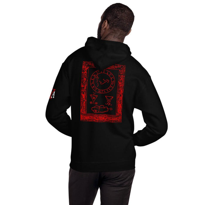 Sigil of Lucifer Red Print Front and Back Hooded Sweatshirt - The Luciferian Apotheca