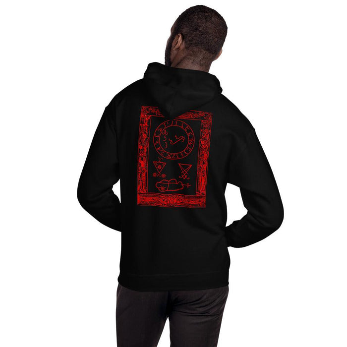 Sigil of Lucifer Red Print Front and Back Hooded Sweatshirt - The Luciferian Apotheca
