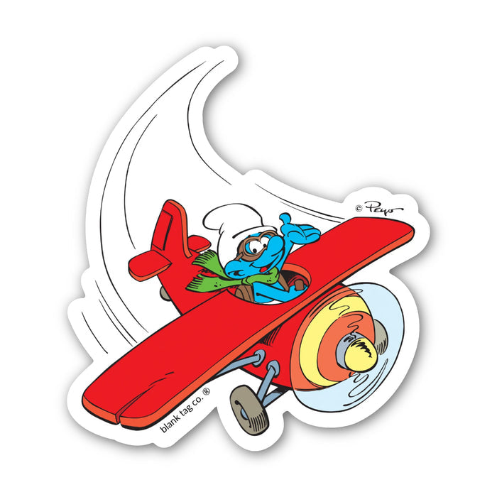 Smurfs® Waterproof Sticker - Smurf In A Plane