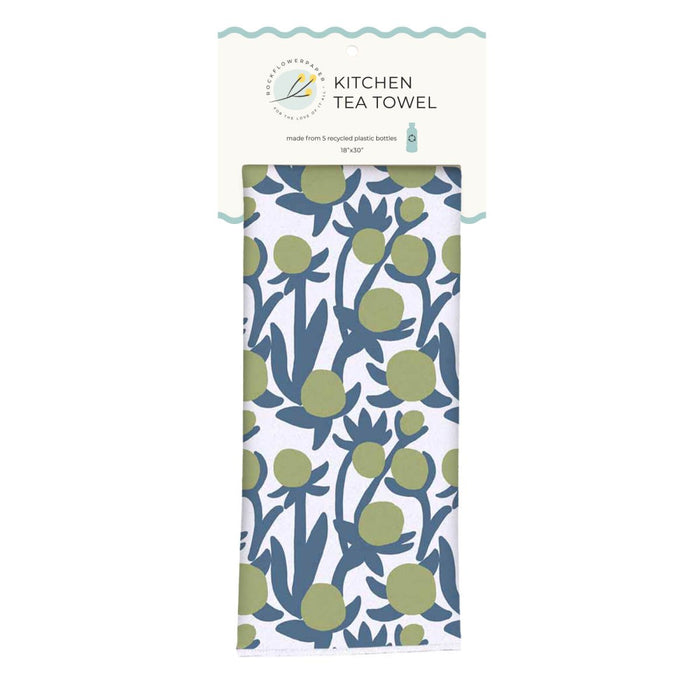 Soft Bloom Blue Green Eco Kitchen Tea Towel Tea Towel - rockflowerpaper