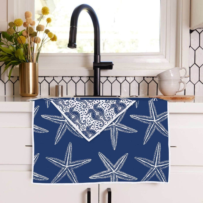 Starfish Navy Eco Kitchen Tea Towel Tea Towel - rockflowerpaper