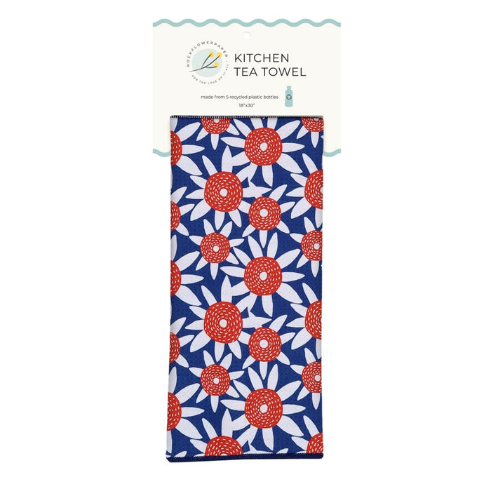 Straw Sunflower Red Eco Kitchen Tea Towel Tea Towel - rockflowerpaper