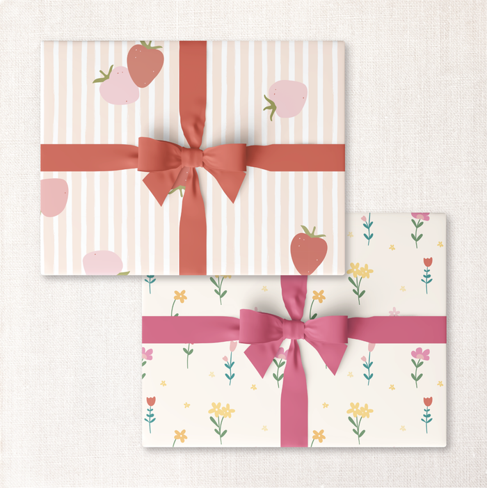 strawberries + lakehouse floral double-sided wrap