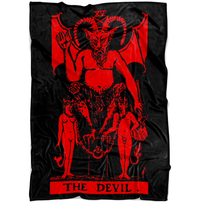 The Devil Tarot Crimson Red Fleece Blanket - The Luciferian Apotheca
