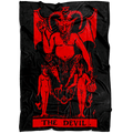 The Devil Tarot Crimson Red Fleece Blanket - The Luciferian Apotheca