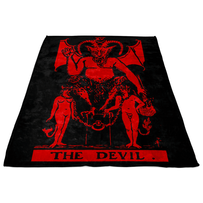 The Devil Tarot Crimson Red Fleece Blanket - The Luciferian Apotheca