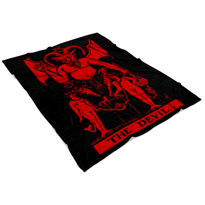 The Devil Tarot Crimson Red Fleece Blanket - The Luciferian Apotheca