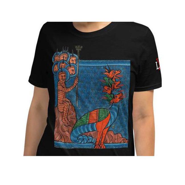 The Red Dragon Bestowing Power Unto the Beast Short-Sleeve Unisex T-Shirt - The Luciferian Apotheca