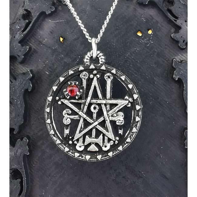 The Sigil of Astaroth w/ Red Abalone Stone Pendant - The Luciferian Apotheca