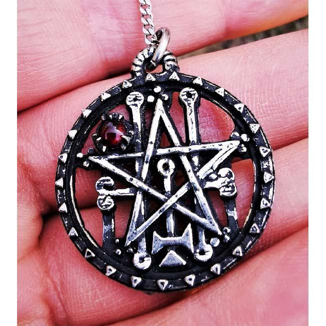 The Sigil of Astaroth w/ Red Abalone Stone Pendant - The Luciferian Apotheca