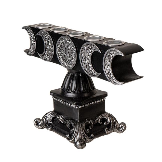 Triple Moon 5 Taper Candle Holder | Hecate Altar Decor