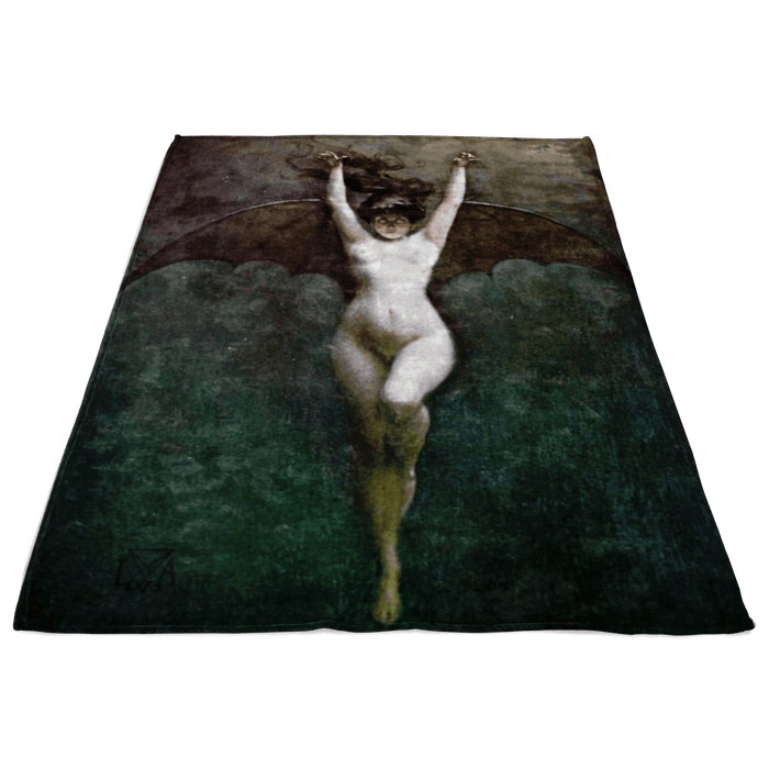 Vampire Bat Woman of the Night fleece blanket - The Luciferian Apotheca