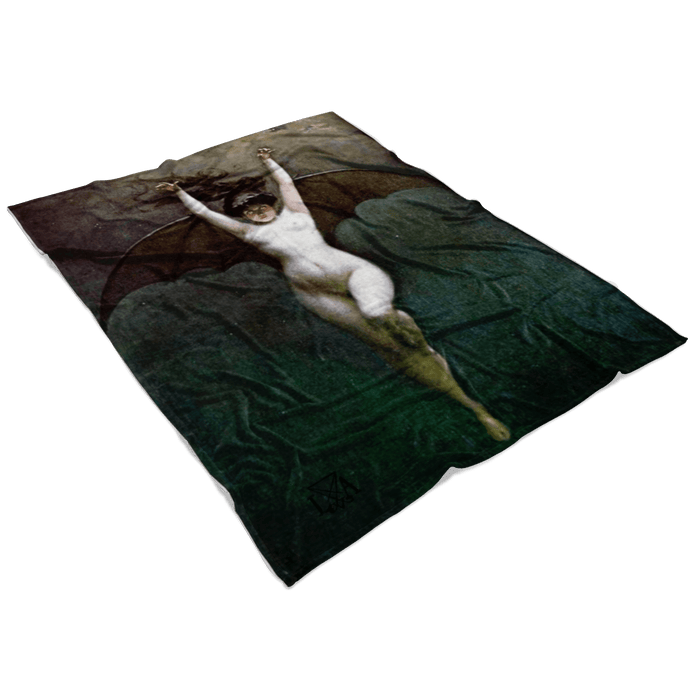 Vampire Bat Woman of the Night fleece blanket - The Luciferian Apotheca