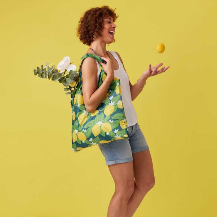 Vintage Lemons blu Bag Reusable Shopping Bag - Machine washable Reusable Shopping Bag - rockflowerpaper