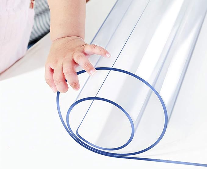 Wadrac 1.5mm Thick 17x63 Clear Table Cover Protector Study Desk Topper Pad Blotter Plastic Transparent Desk Mat for Desktop Writing Computer Desk Protector for Office and Home Easy Clean Waterproof