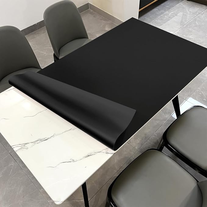 Zinkooat Dining Table Protector Pad - 42x76 Inch Waterproof Easy to Clean Can Conceal Flaws Protector The Table Top from Scratches Used for Dining (Black+Black 42x76)